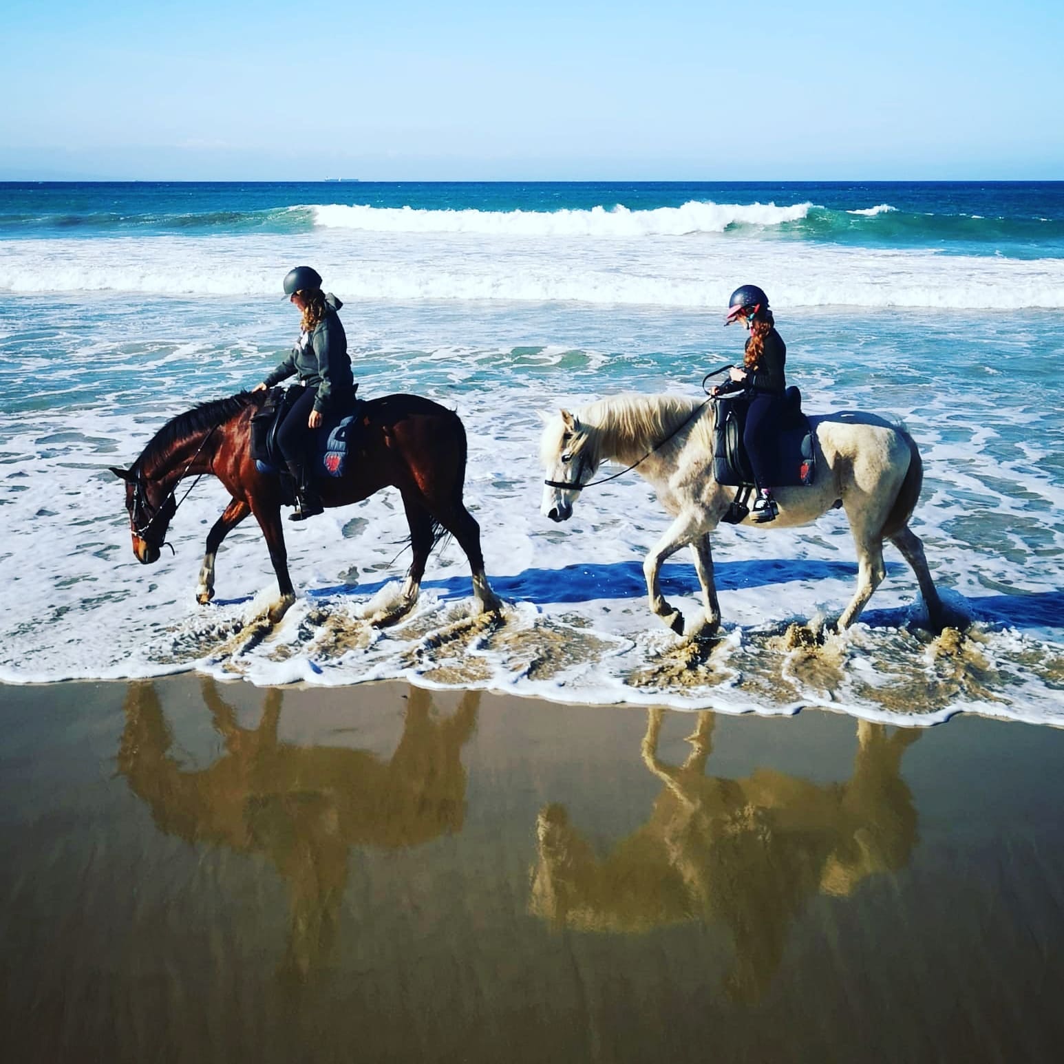 Jinete cabalgando por la playa